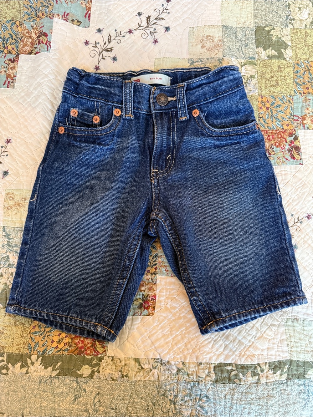 Levi's Boys Blue Denim Jorts with Copper Rivets